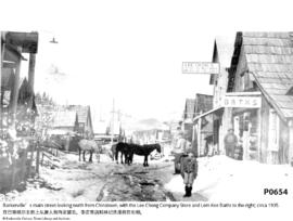 Barkerville's main street looking north from Chinatown, with the Lee Chong Company Store and Lem ...