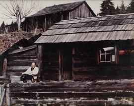 Jumbo (Hor Sue Mah) Sitting in Front of His Cabin in Chinatown, Cumberland B.C.
