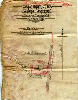 Original Conveyance Deed from the E&N Railway and Map of Chinese Cemetery (Cumberland B.C)