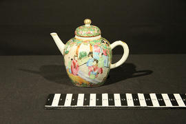 Small Painted Teapot with Floral and Bird Design