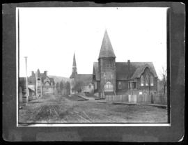 Church Street, Cumberland B.C. with Anglican Church in the Foreground