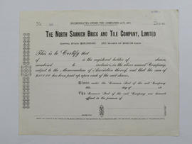North Saanich Brick and Tile - Blank Stock Certificate